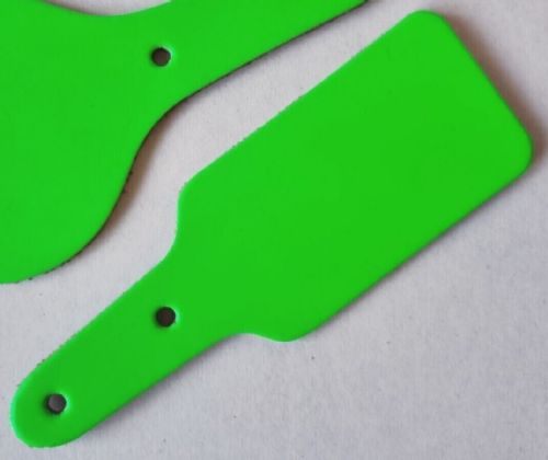 Leather Key Fob Blanks - Rectangle Shape - Various Colours - Qty Options (Fluorescent Green, 100)